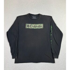 Columbia Shirt Mens Large Black Long Sleeve Camo Logo Graphic Crewneck Outdoors
